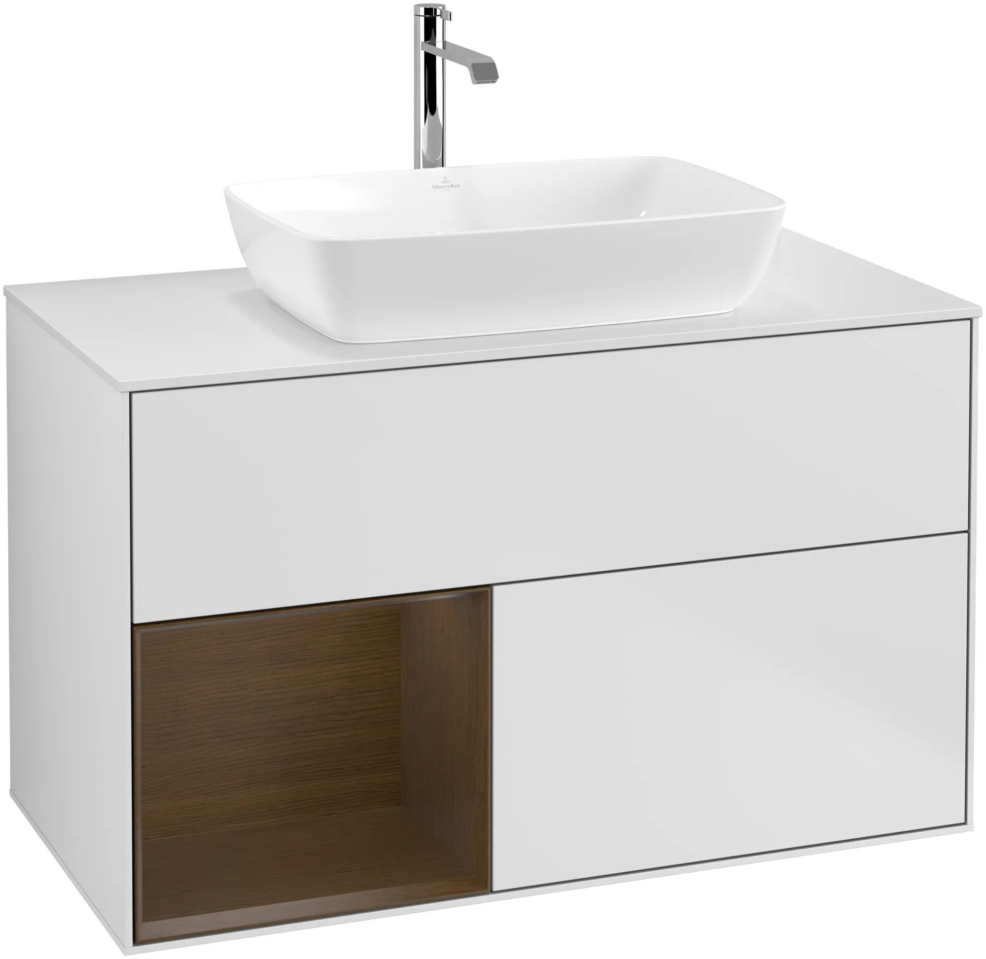 Villeroy & Boch Waschtischunterschrank „Finion“ für Schrankwaschtisch 1000 × 603 × 501 mm White Matt Lacquer, für Becken mittig, mit Hahnlochbohrung