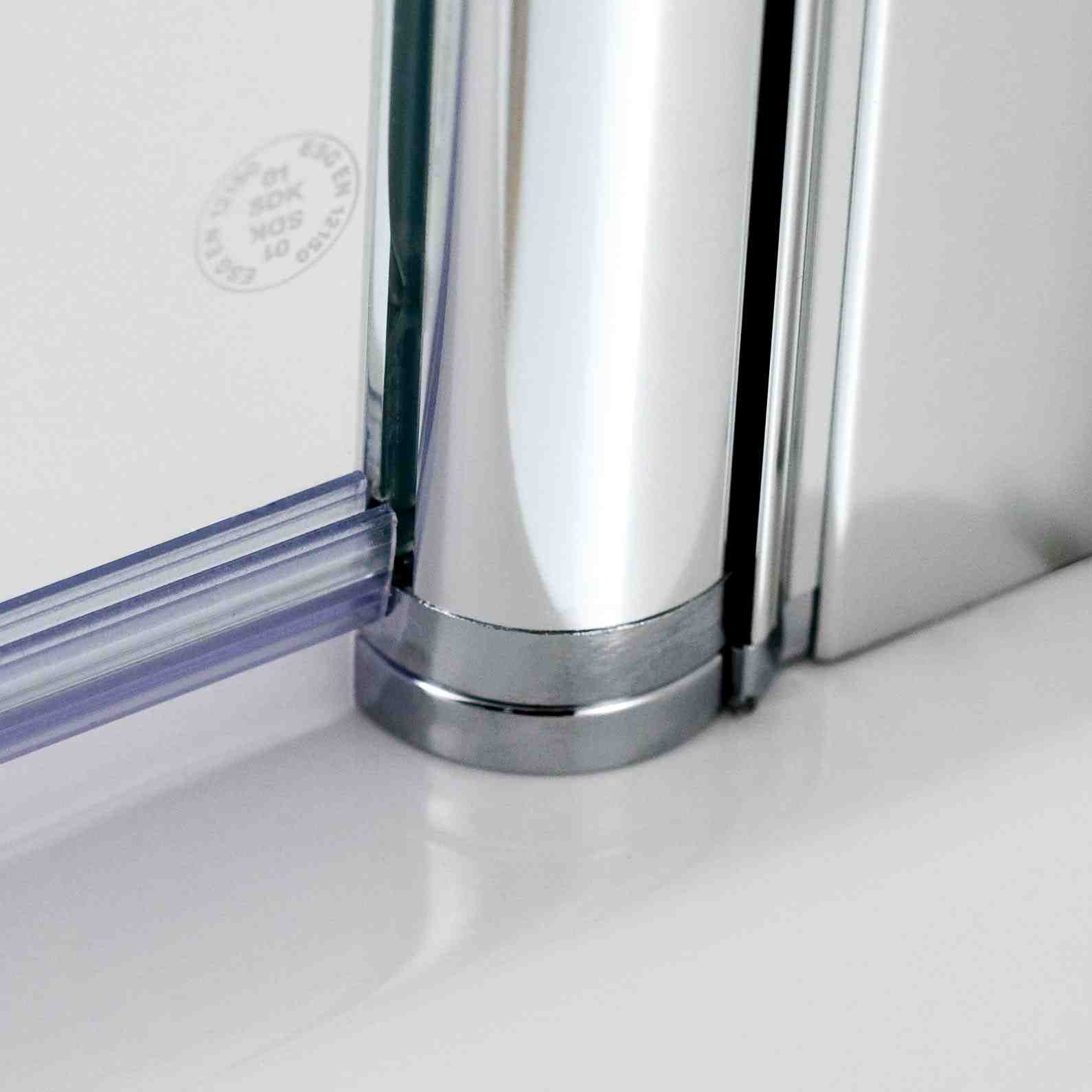 HSK teilgerahmte Drehfalttür pendelbar „Exklusiv 2.0“ für Seitenwand Glas Mattglas, Profile Alu Silber-matt, Scharniere Premium Classic, B: 900 mm H: 2000 mm