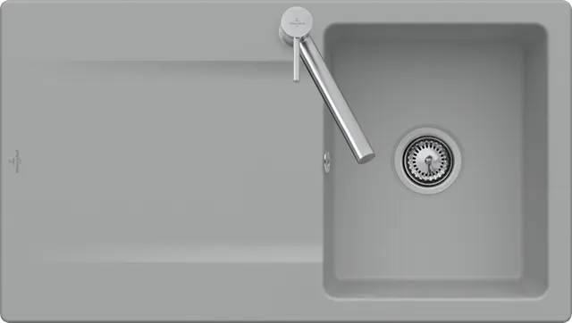 Villeroy & Boch flächenbündiges Küchenspülbecken „Siluet“ 50 flat 880 × 490 × 220 mm in Snow White