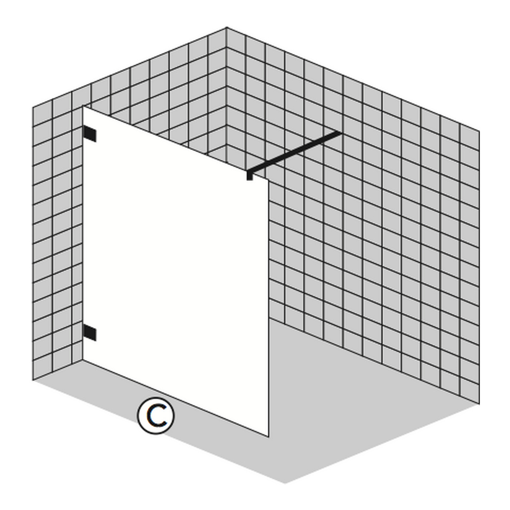 Sprinz Seitenwand Walk-In Freistehende Scheibe „Inloop“ inkl. Haltestange für #Türbreite#, B: 1000 mm H: 2100 mm T: 8 mm