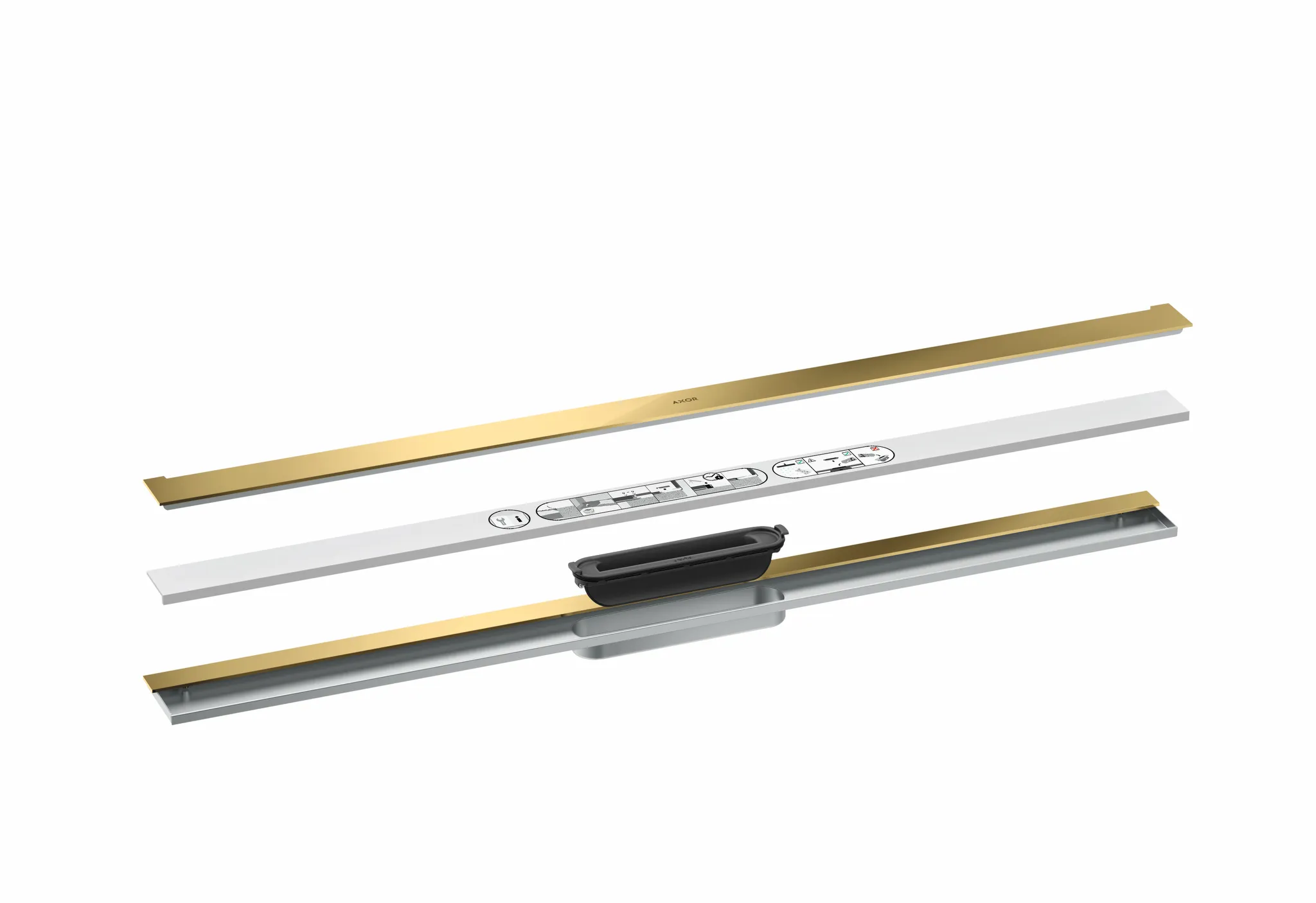 Hansgrohe AXOR Drain Fertigset Duschrinne 1000 mm Polished Gold Optic wandangebunden Edelstahl V2A bis 18 mm Fliesenstärke Hansgrohe AXOR Drain Fertigset Duschrinne 1000 mm Polished Gold Optic wandangebunden Edelstahl V2A bis 18 mm Fliesenstärke