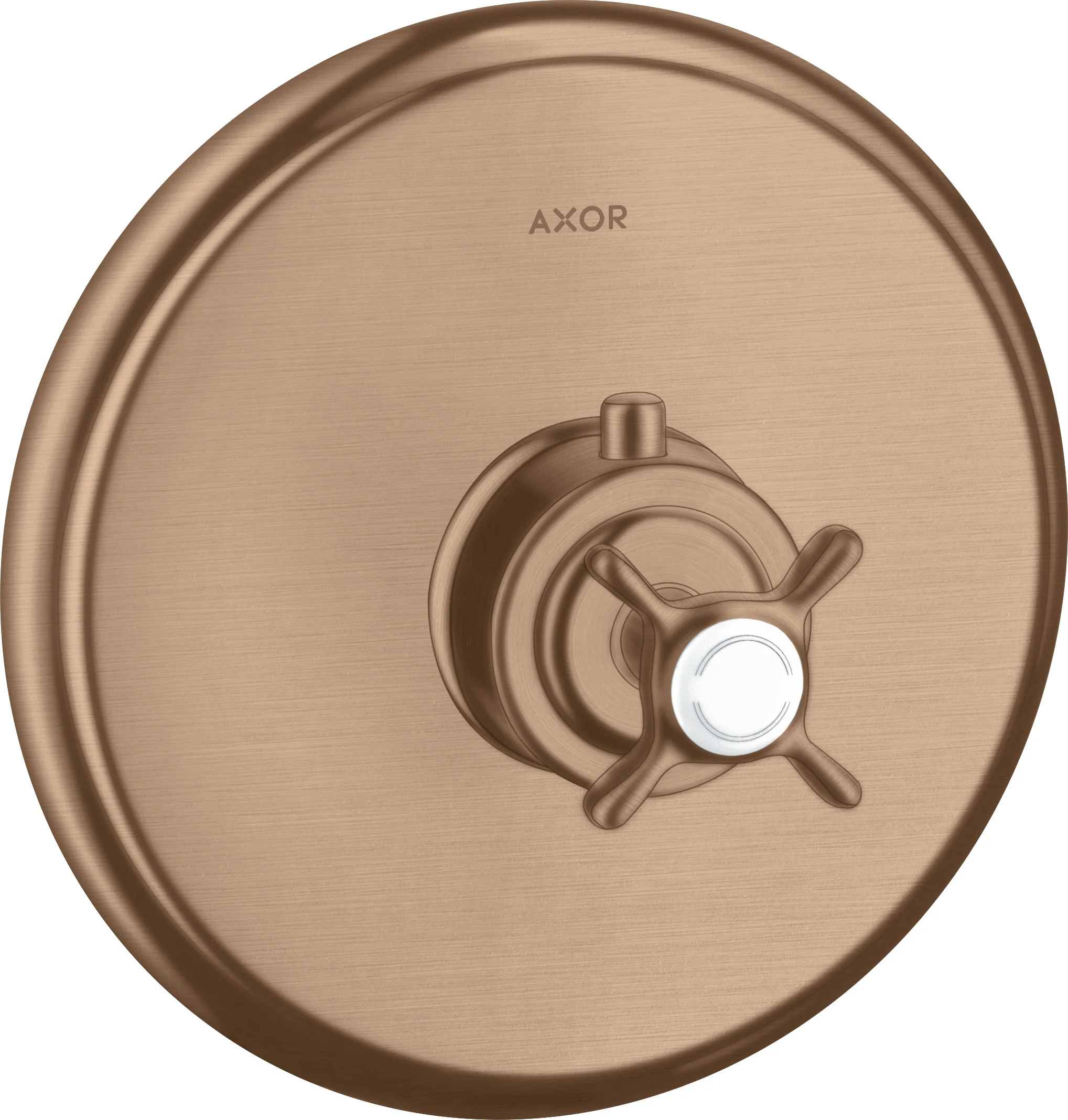 Hansgrohe AXOR Montreux Thermostat Unterputz HighFlow mit Kreuzgriff in Brushed Red Gold, max. Durchfluss 59 l/min bei 3 bar, einstellbare Temperaturbegrenzung, Rückflussverhinderer, Schalldämpfer, Anschluss Grundkörper