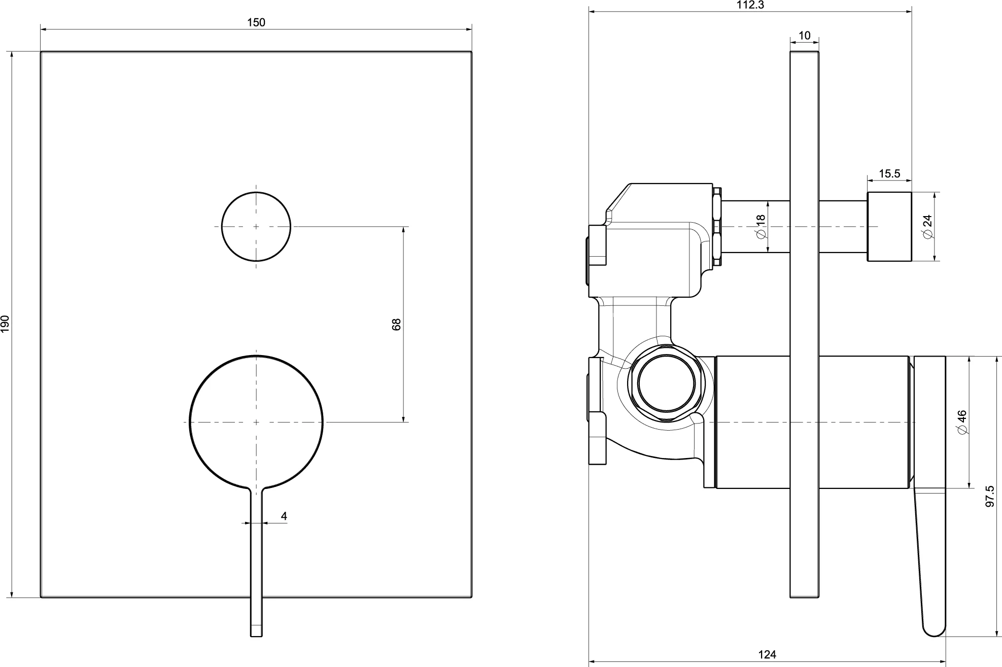 Villeroy & Boch Conum Unterputz-Einhebel-Armatur TVT127001000 Chrom