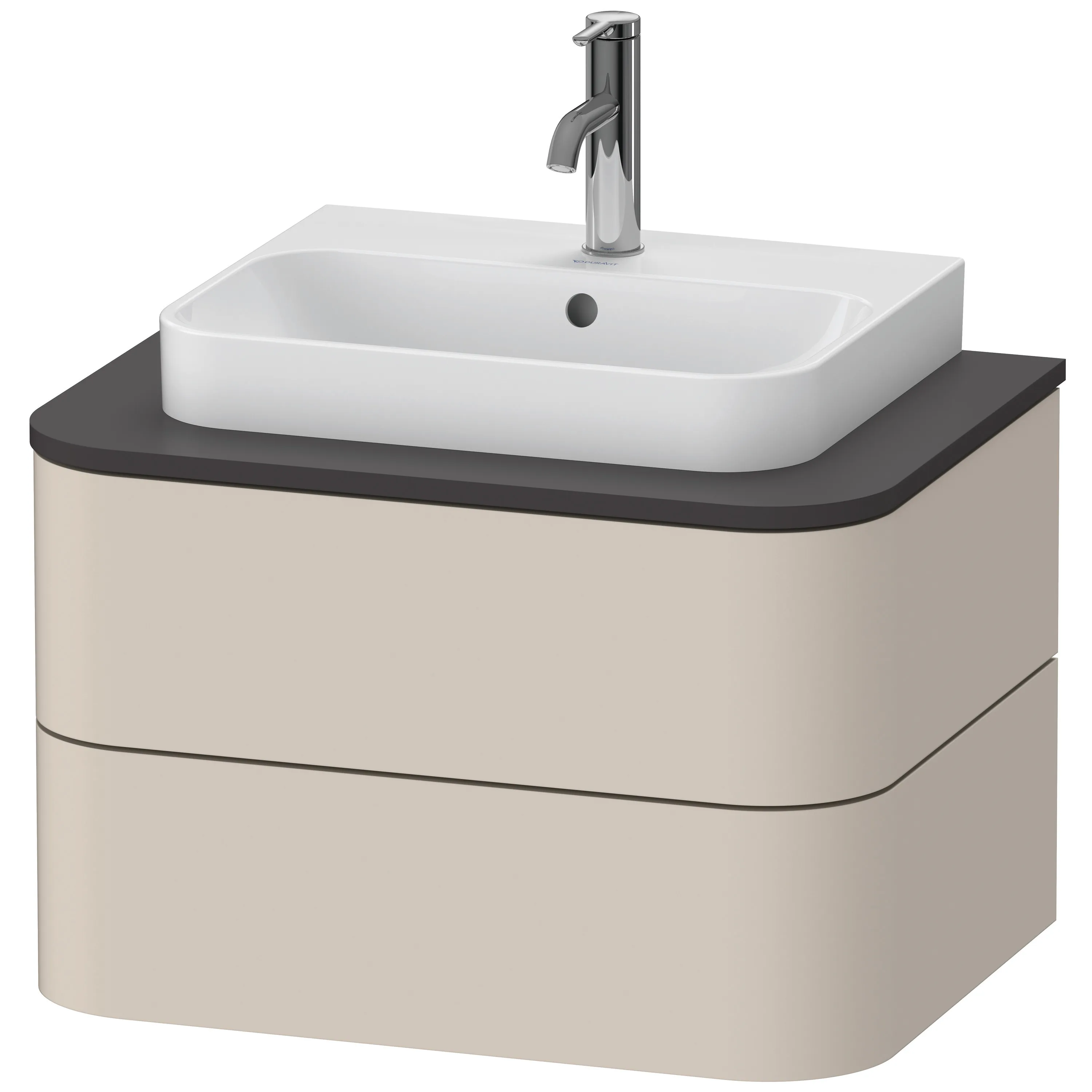 Duravit Waschtischunterschrank wandhängend „Happy D.2 Plus“ Taupe Supermatt