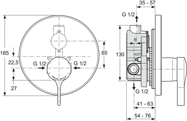 Brausearmatur Unterputz Bausatz 2 Melange, Chrom Brausearmatur Unterputz Bausatz 2 Melange, Chrom