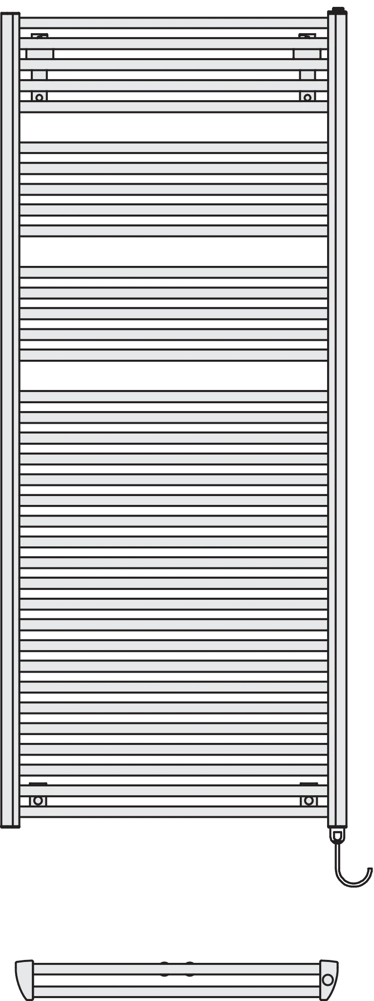 Arbonia Design-Elektroheizkörper „Duolino® Watt“ 63,4 × 149,2 cm in Weiß (RAL 9016)