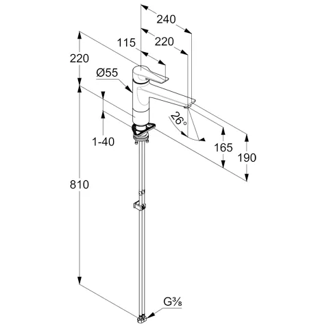Kludi MIX SPT-Bajonett-EHM DN 15 Spültisch-Einhandmischer, Oberfläche: 05 chrom
