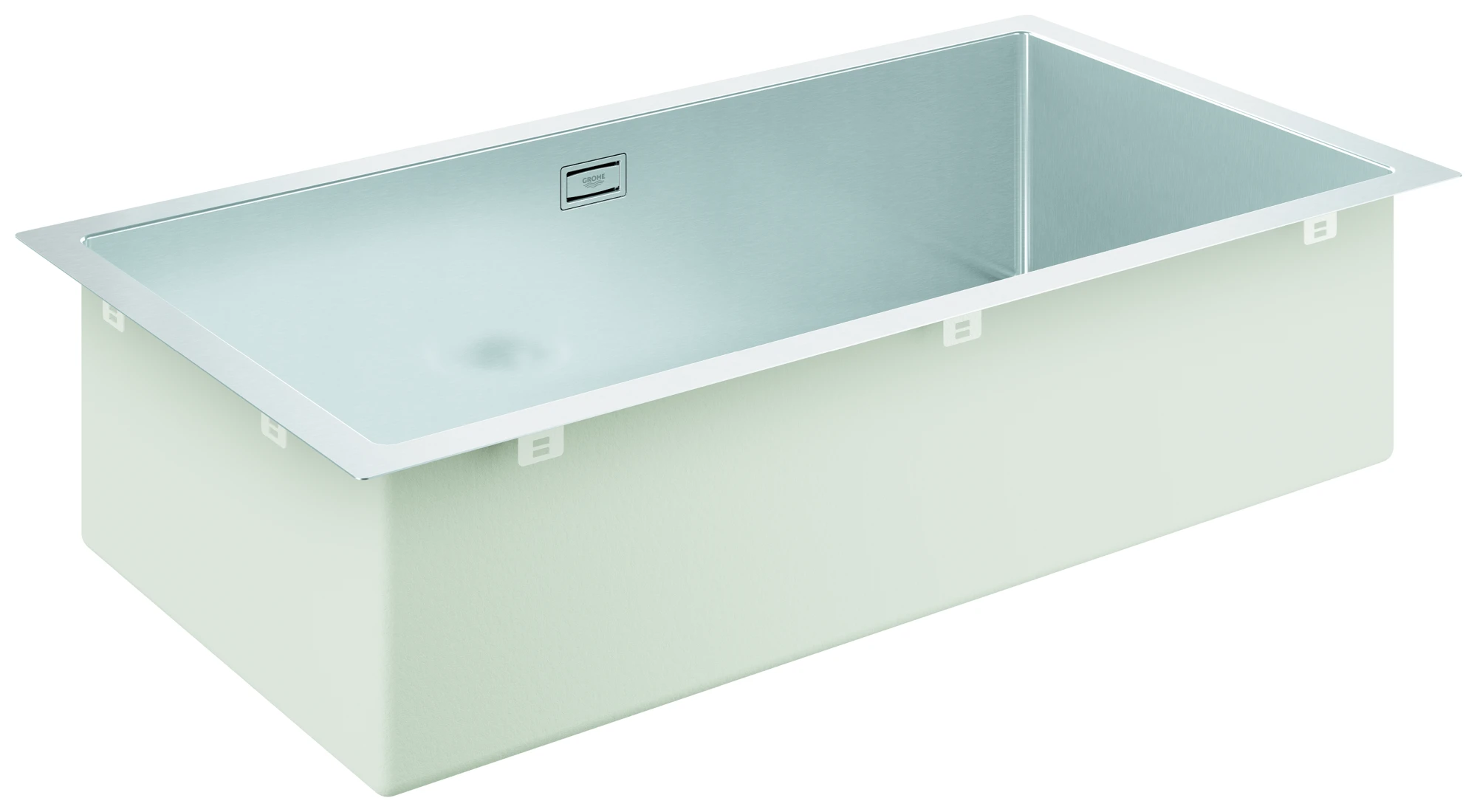 Edelstahlspüle K700 31580_1, Modell: K700 90-S 66,4/46,4 1.0, Montageart: Unterbau, aufliegend oder flächenbündig, Maße: 864 x 464 mm, 1 Becken: 800 x 400 x 200 mm, edelstahl