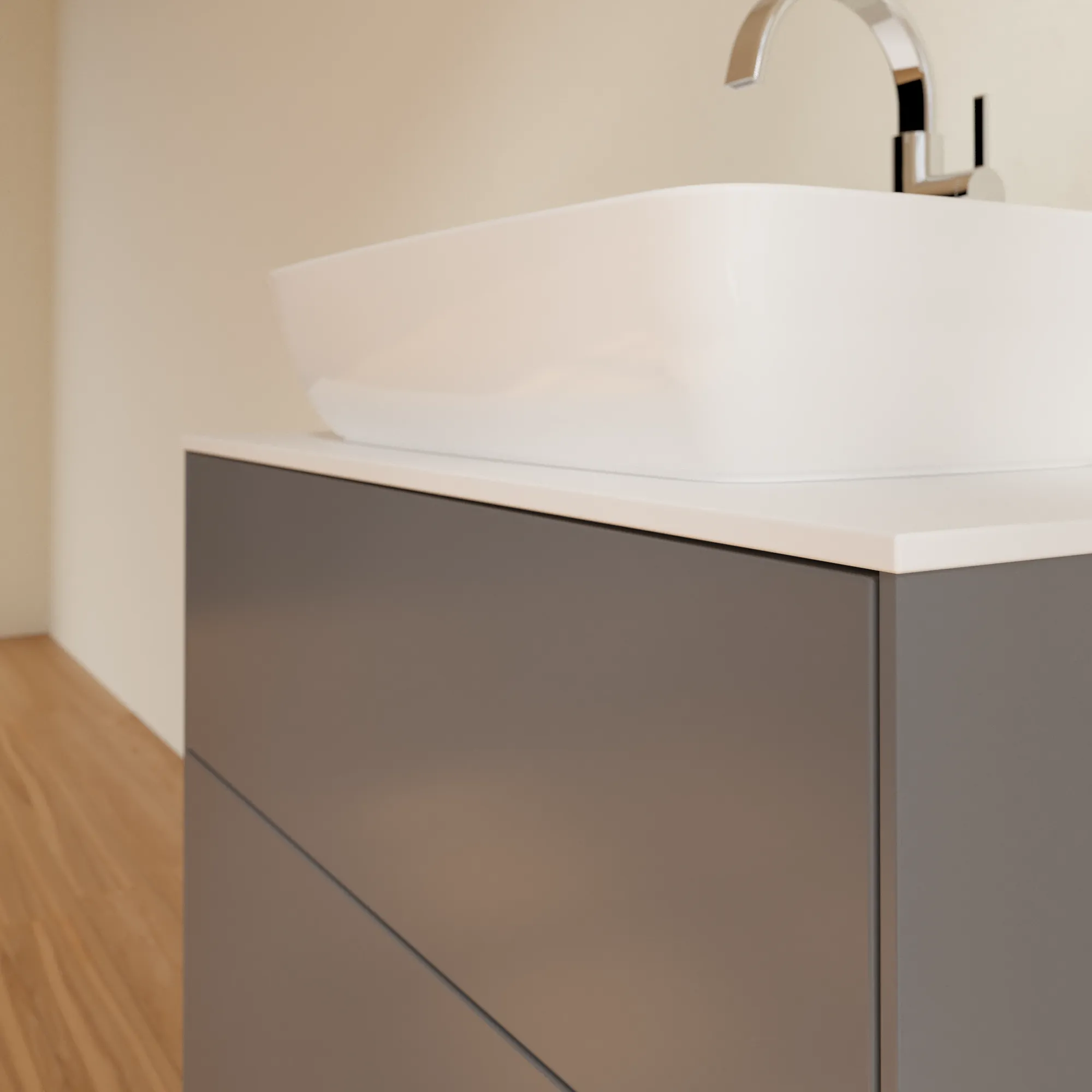 Villeroy & Boch Waschbeckenunterschrank Finion G75, Anthracite Matt Lacquer, 800 x 603 x 501 mm, mit Beleuchtung und SoftClosing