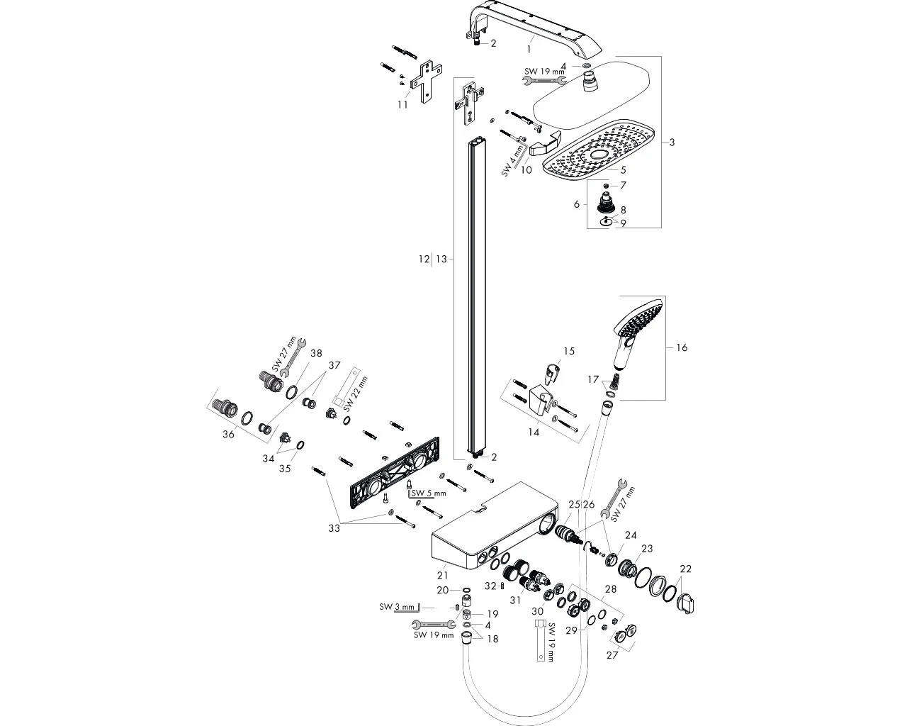 Showerpipe Raindance Select chrom mit ShowerTablet KB Raindance E Air 2jet 300