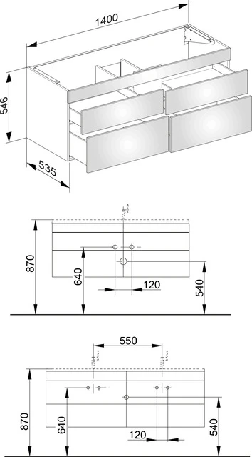 KEUCO Waschtischunterschrank „Edition 400“ Nussbaum (Furnier), Nussbaum (Furnier), ohne Beleuchtung 1400 × 546 × 535 mm KEUCO Waschtischunterschrank „Edition 400“ Nussbaum (Furnier), Nussbaum (Furnier), ohne Beleuchtung 1400 × 546 × 535 mm