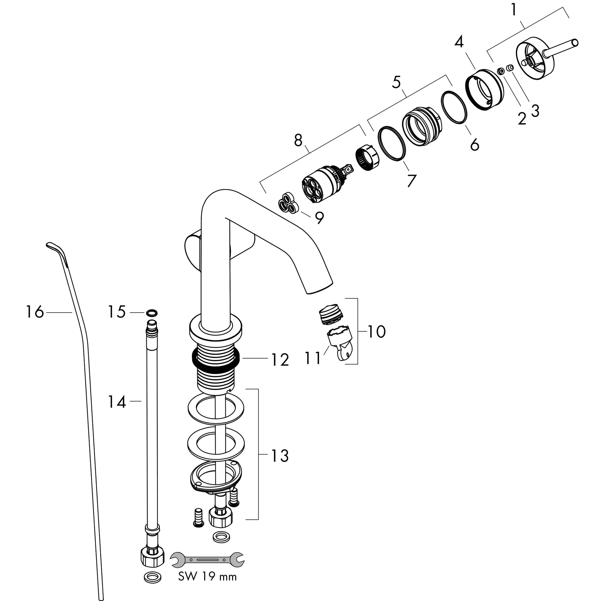 Hansgrohe Tecturis S Einhebel-Waschtischmischer 110 Fine CoolStart EcoSmart+ mit Zugstangen-Ablaufgarnitur, Chrom