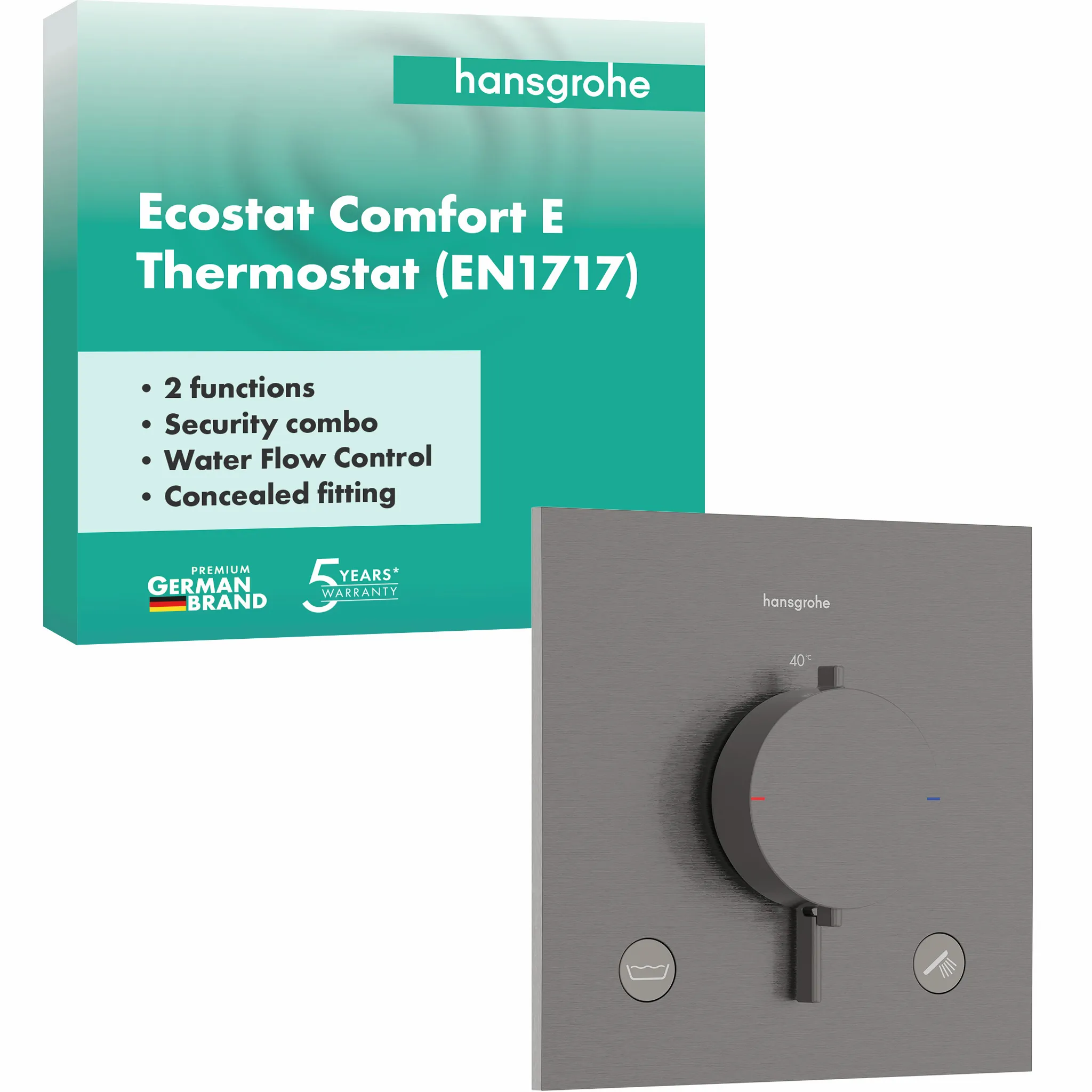 Hansgrohe Ecostat Comfort E Thermostat Unterputz 2 Verbraucher Brushed Black Chrome Hansgrohe Ecostat Comfort E Thermostat Unterputz 2 Verbraucher Brushed Black Chrome