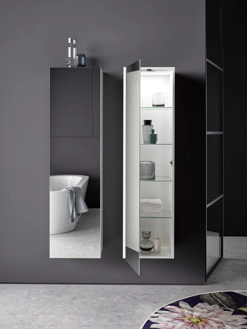 Hochschrank evo, mit Doppelspiegeltür, 1500 mm, weiss/spiegel Hochschrank evo, mit Doppelspiegeltür, 1500 mm, weiss/spiegel