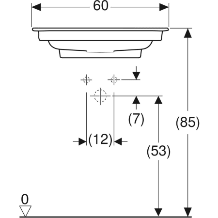 Schrankwaschtisch „One“ mit horizontalem Ablauf 60 × 48 cm in weiß alpin mit KeraTect®