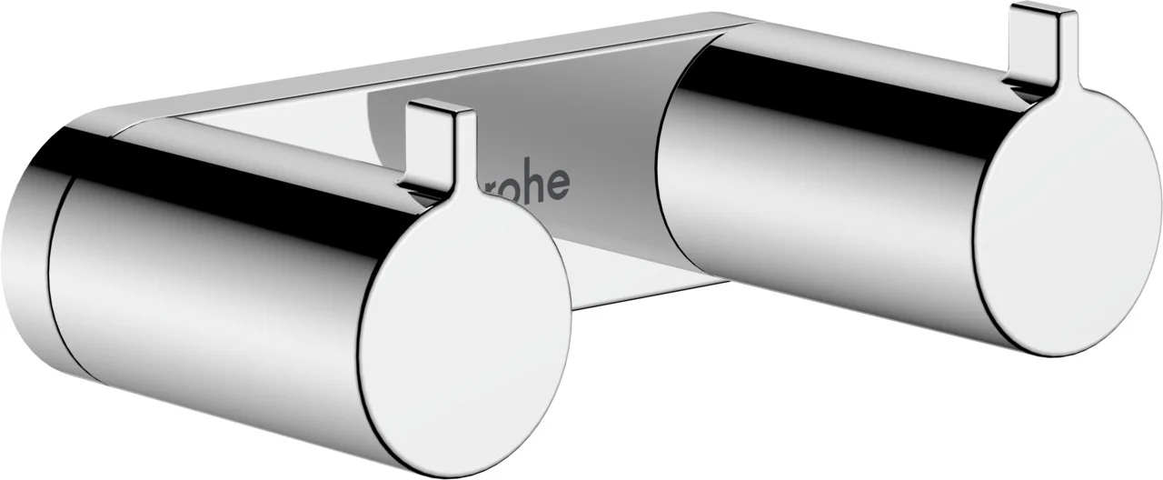 Hansgrohe AddStoris S Doppelhaken in Chrom für Wandmontage mit verdeckter Befestigung, Bohrabstand 50 mm, Bohrloch-Durchmesser 6 mm