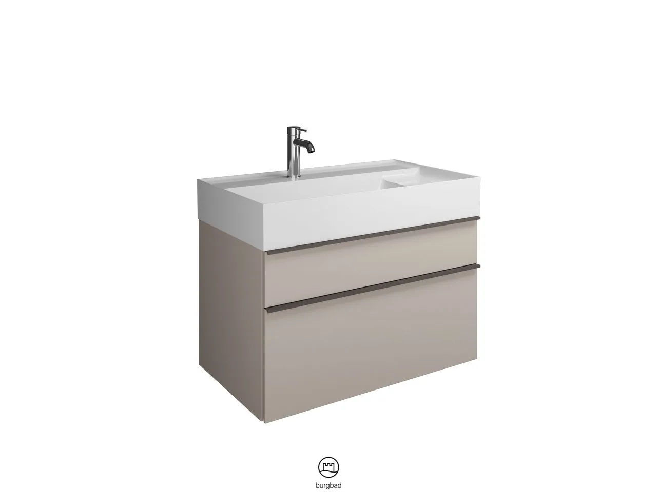 burgbad Yumo PG1 Mineralguss-Waschtisch inkl. WTU SFKN082, 470x815x610