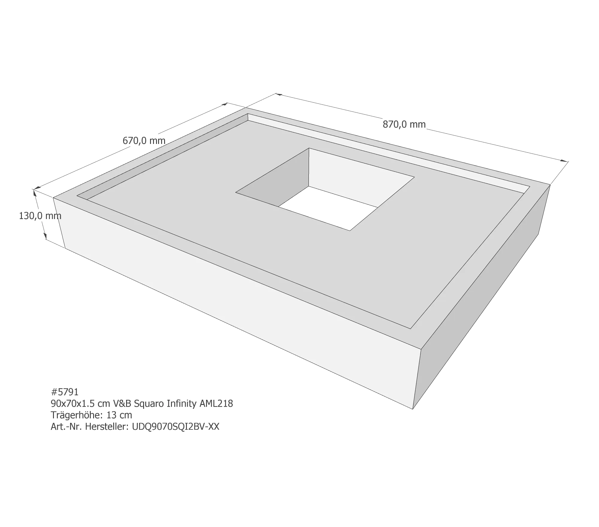 Duschwannenträger für Villeroy & Boch Squaro Infinity 90 × 70 × 1,5 cm Duschwannenträger für Villeroy & Boch Squaro Infinity 90 × 70 × 1,5 cm