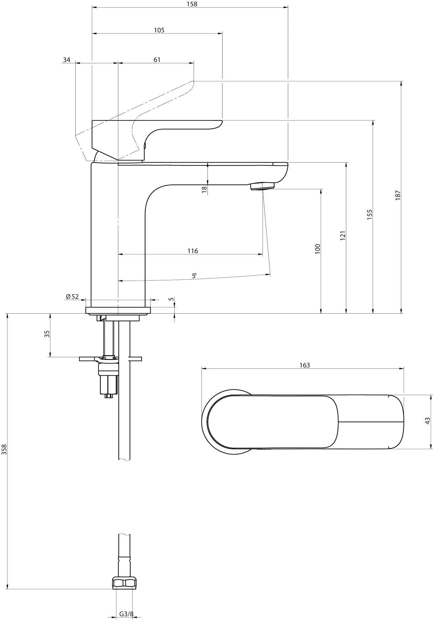 Villeroy & Boch O.novo Einhebel-Waschtischarmatur TVW104003001, 50 x 155 x 150 mm, Chrom Villeroy & Boch O.novo Einhebel-Waschtischarmatur TVW104003001, 50 x 155 x 150 mm, Chrom