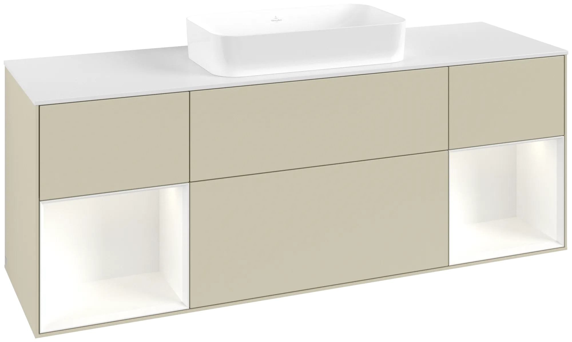 Villeroy & Boch Waschtischunterschrank „Finion“ für Schrankwaschtisch 160 × 60,3 × 50,1 cm 4 Schubladen, für Waschtischposition mittig, inkl. Beleuchtung mittig