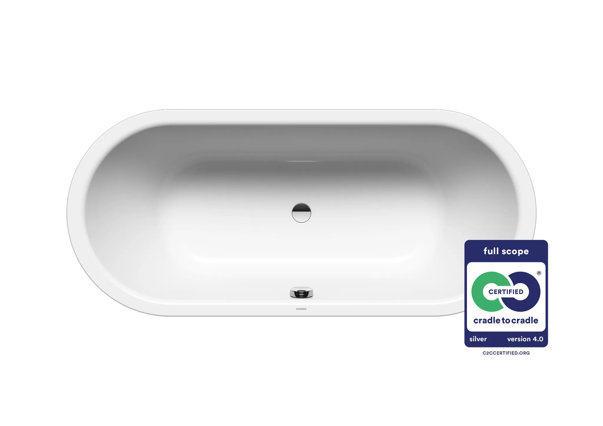 Kaldewei Badewanne „Classic Duo Oval“ oval 160 × 70 cm, ohne Grifflochbohrungen in alpinweiß