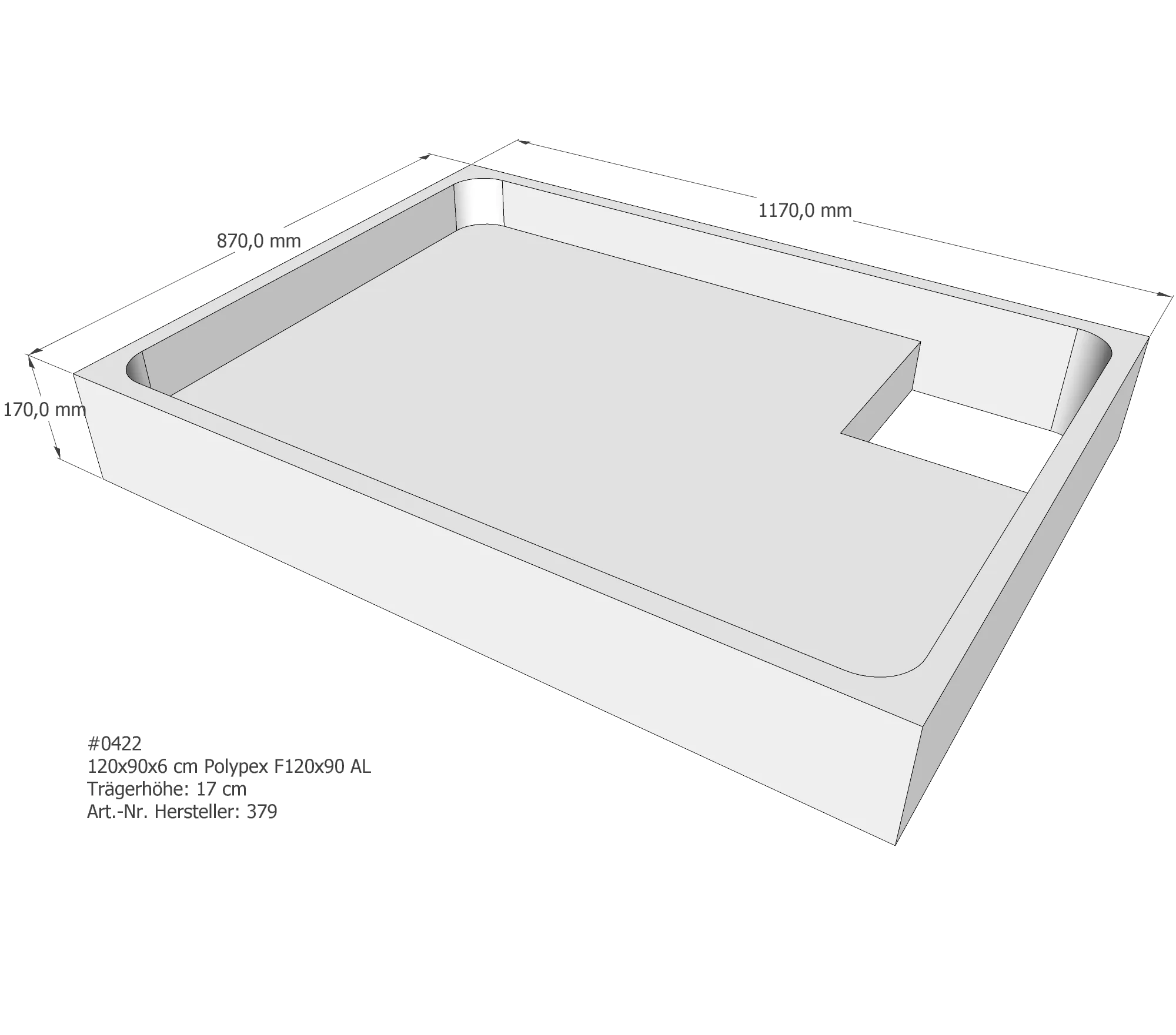 Duschwannenträger passend für Polypex F120×90 120 × 90 × 6 cm