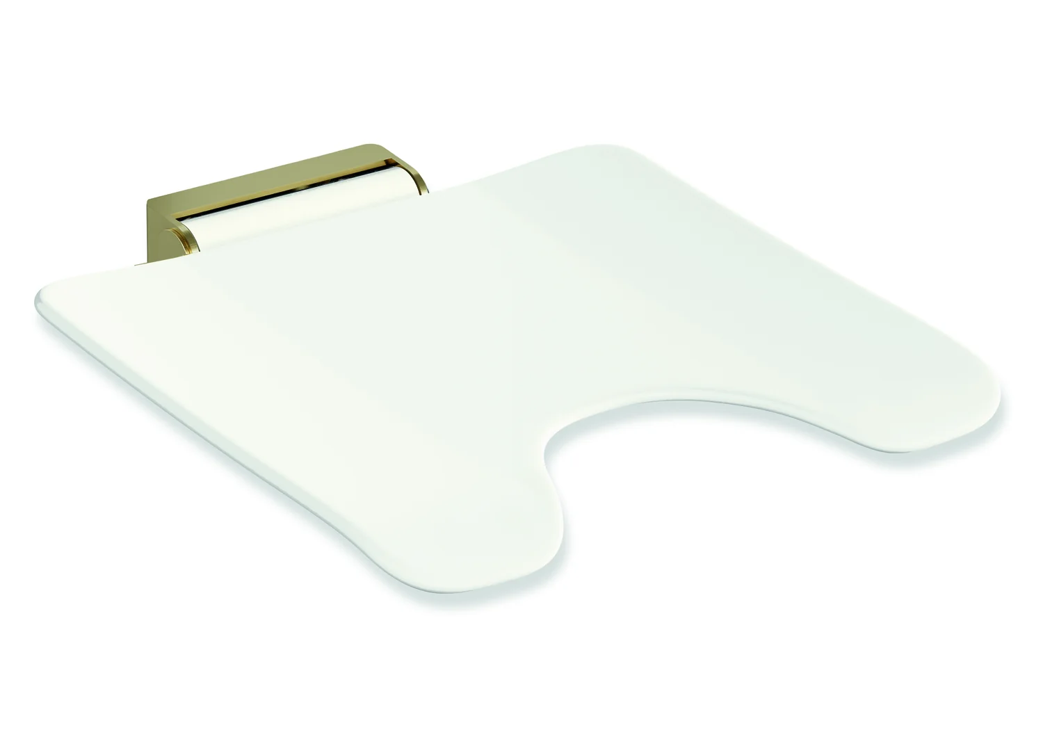 HEWI Klappsitz System 900 PG93, Wandkonsole aus Edelstahl PVD, Sitzfläche weiß