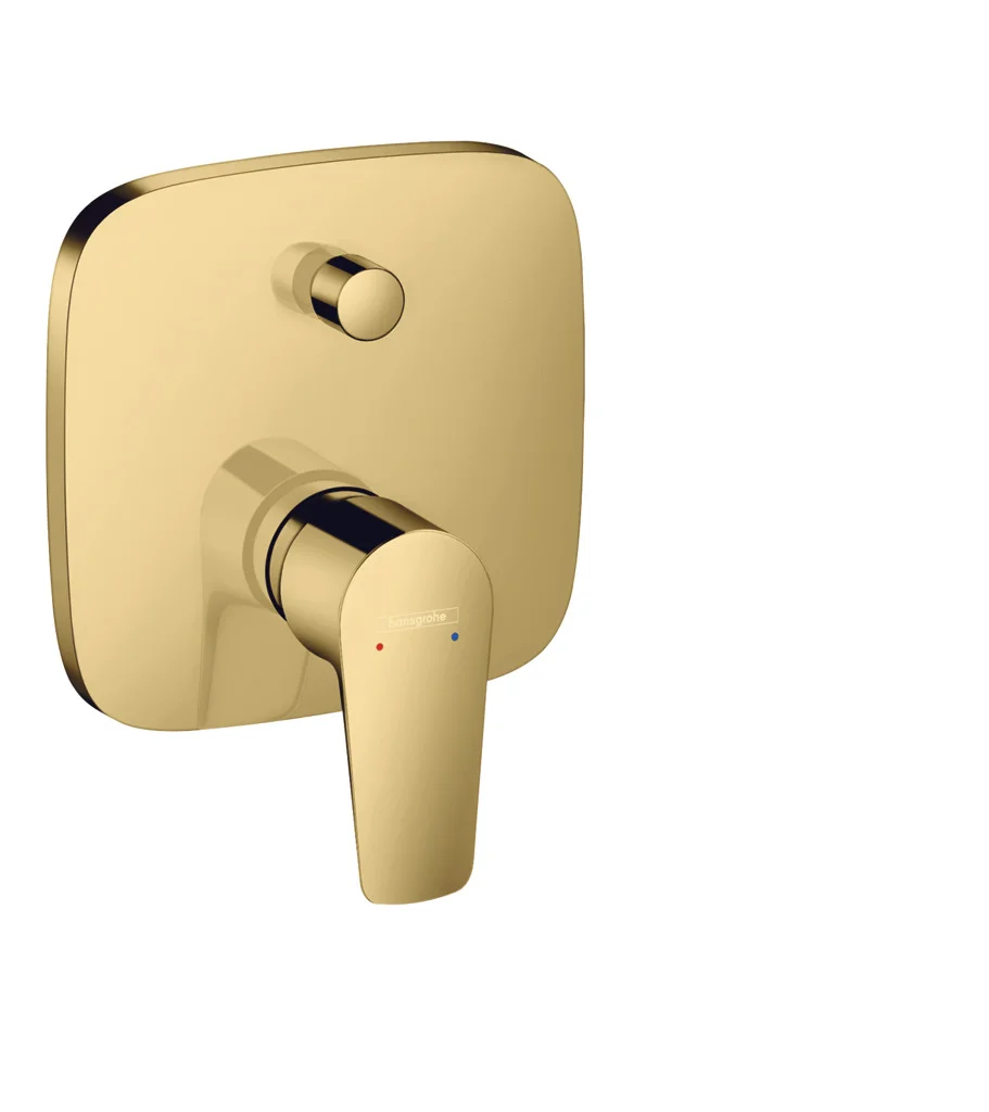 Hansgrohe Talis E Einhebel-Wannenmischer Unterputz, Polished Gold Optic, 2 Verbraucher, Keramikmischsystem, einstellbare Temperaturbegrenzung, automatische Rückstellung, Schalldämpfer