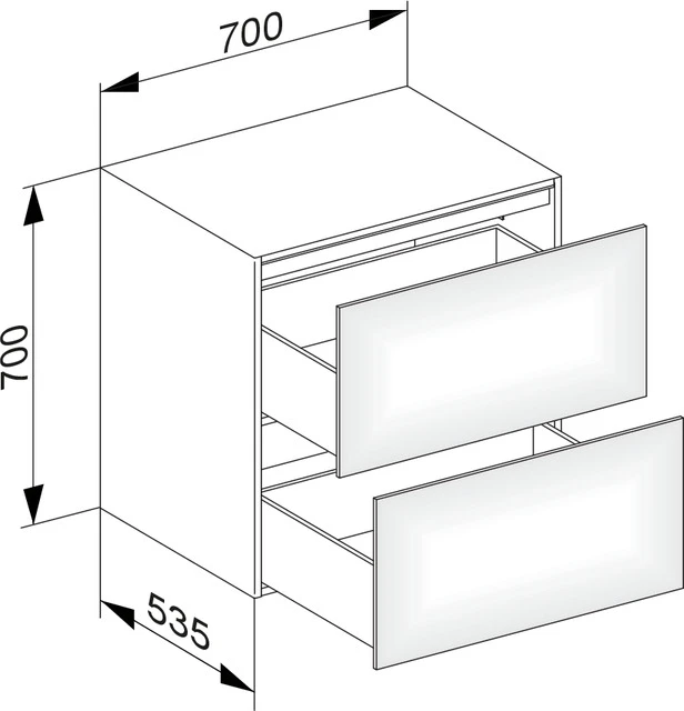 Edition 11 Sideboard 2 Auszüge und Beleuchtung 700 x 700 x 535 mm trüffel/trüffel