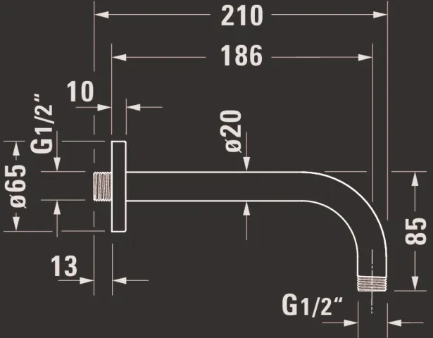 Duravit Brausearm L 210mm Wandmontage Rosette Eckig Chrom Hochglanz Duravit Brausearm L 210mm Wandmontage Rosette Eckig Chrom Hochglanz