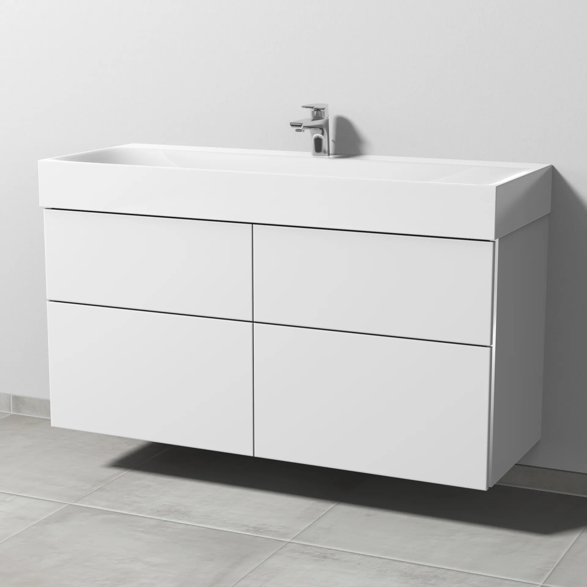 Sanipa Waschtischunterschrank „3way“ passend zu Stahl-Email-Waschtische Silenio von Kaldewei 1190 × 582 × 452 mm in Weiß-Soft