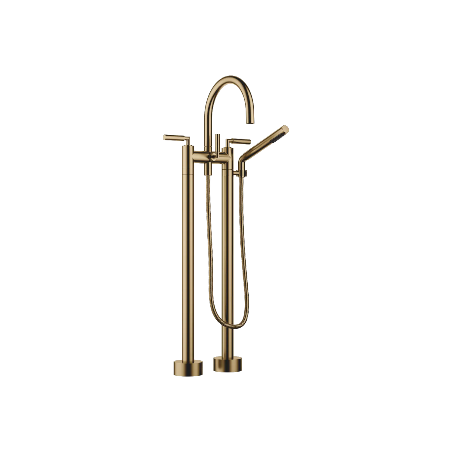 Dornbracht TARA Wannen-Zweilochbatterie freistehend, Dark Brass gebürstet, Ausladung 220 mm, Höhe 920 mm, Durchfluss max. 22 l/min Dornbracht TARA Wannen-Zweilochbatterie freistehend, Dark Brass gebürstet, Ausladung 220 mm, Höhe 920 mm, Durchfluss max. 22 l/min