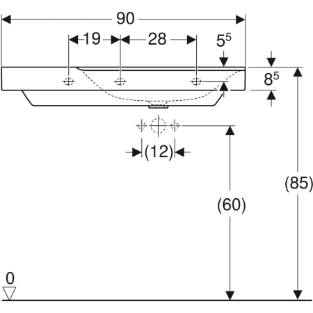 Wandwaschtisch mit Ablagefläche „Xeno2“, rechteckig, Ablagefläche links 90 × 48 cm in weiß alpin mit KeraTect®
