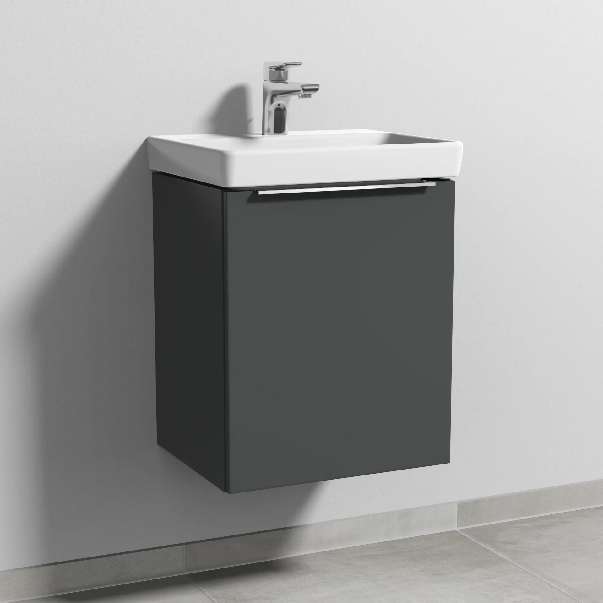 Sanipa Waschtischunterschrank „3way“ passend zu Keramik-Waschtische Avento von Villeroy & Boch 430 × 510 × 352 mm in Anthrazit (matt), Anschlag rechts Sanipa Waschtischunterschrank „3way“ passend zu Keramik-Waschtische Avento von Villeroy & Boch 430 × 510 × 352 mm in Anthrazit (matt), Anschlag rechts