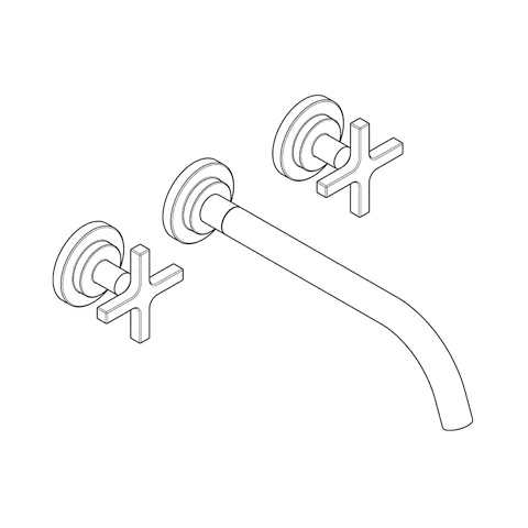 NOVA FONTE 3-Loch-Waschtisch CLASSIC UP-Wandmontage 240 mm chrom