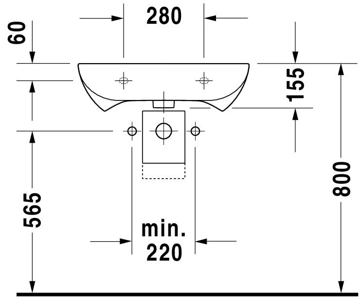 Waschtisch Vital Med „D-Code“, Form rechteckig 60 × 55,5 cm