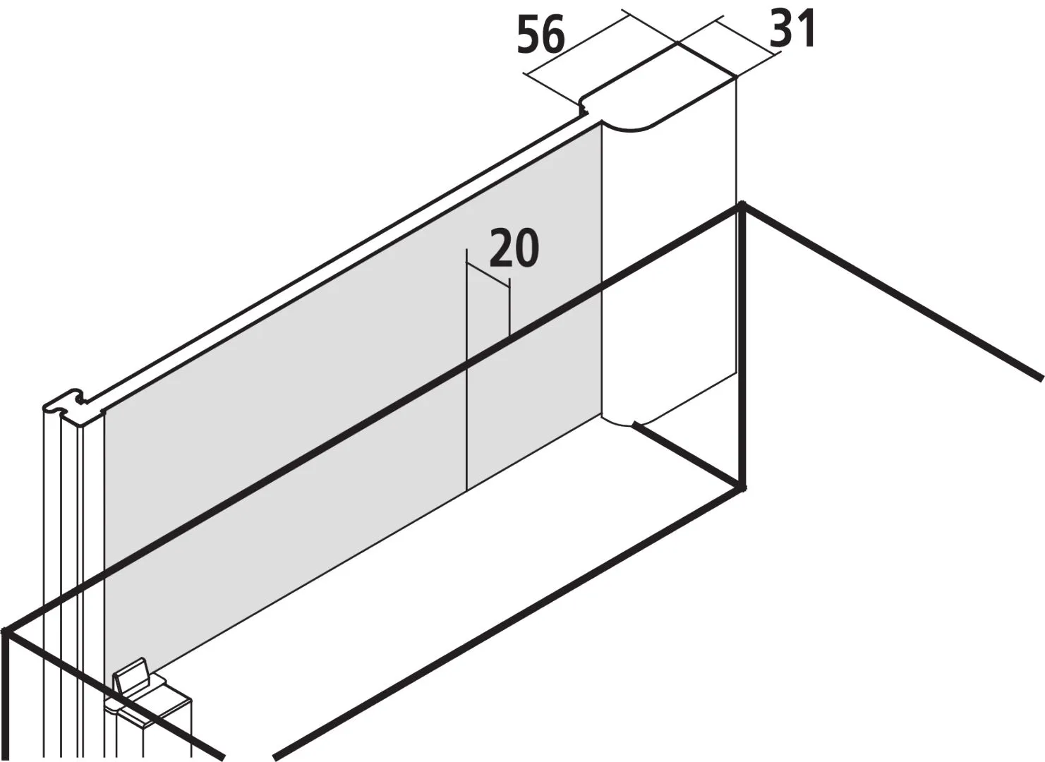 Kermi verkürzte Seitenwand neben Badewanne für Ecke „PASA XP“ Glas Klar, Profile Silber Hochglanz, BV: 720 - 750 mm WE: 730 - 760 mm H: 1600 mm Kermi verkürzte Seitenwand neben Badewanne für Ecke „PASA XP“ Glas Klar, Profile Silber Hochglanz, BV: 720 - 750 mm WE: 730 - 760 mm H: 1600 mm
