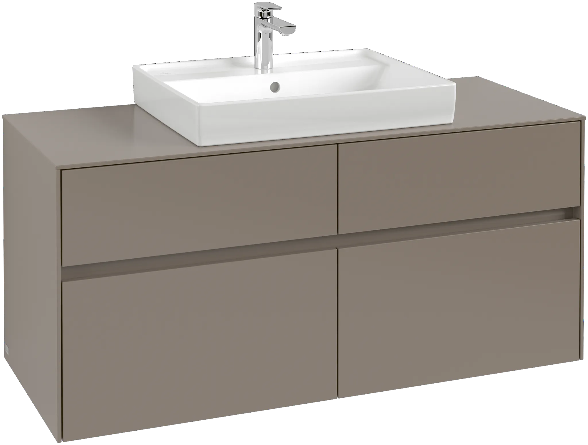 Villeroy & Boch Waschtischunterschrank „Collaro“ 1200 × 548 × 500 mm Cashmere Grey, ohne Beleuchtung, für Becken mittig