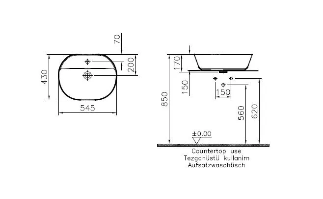 VitrA Geo Aufsatzwaschtisch oval 55 x 43 cm Weiß Hochglanz VitrA Geo Aufsatzwaschtisch oval 55 x 43 cm Weiß Hochglanz