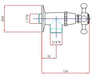 Eckventil AqvaRetro I - 1/2″ × 3/8" - keramisches Innenoberteil 90° - chrom Eckventil AqvaRetro I - 1/2″ × 3/8" - keramisches Innenoberteil 90° - chrom
