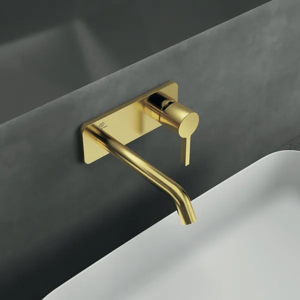 Ideal Standard Wand-Waschtischarmatur Joy, Brushed Gold, Ausladung 180 mm, Unterputz-Bausatz Ideal Standard Wand-Waschtischarmatur Joy, Brushed Gold, Ausladung 180 mm, Unterputz-Bausatz
