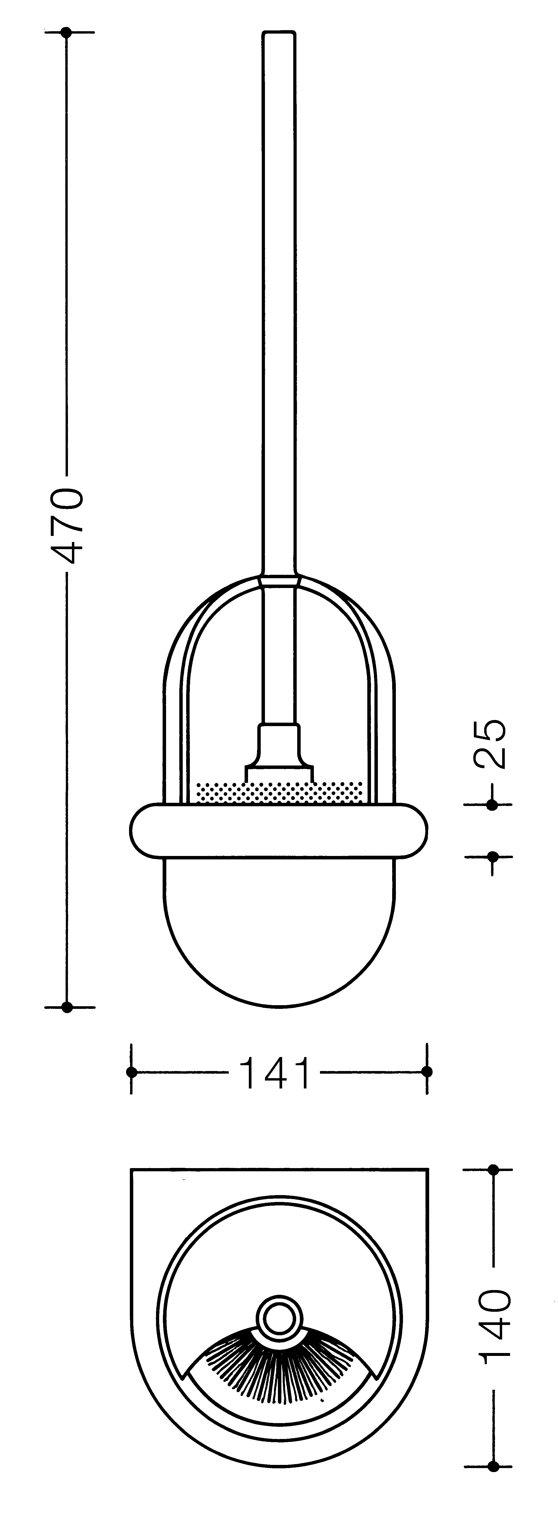 HEWI Toilettenbürstengarnitur „Serie 477“ 14,1 × 47 cm in Tiefschwarz