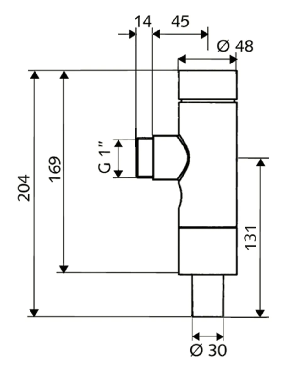 Aufputz-WC-Druckspüler OMAT Basic ND, DN 25, Aufputz-WC-Druckspüler, Spülstrom: 1,0 - 1,4 l/s, DN 25 G 1 AG, Anschluss Spülrohr: Ø 30 mm, chrom
