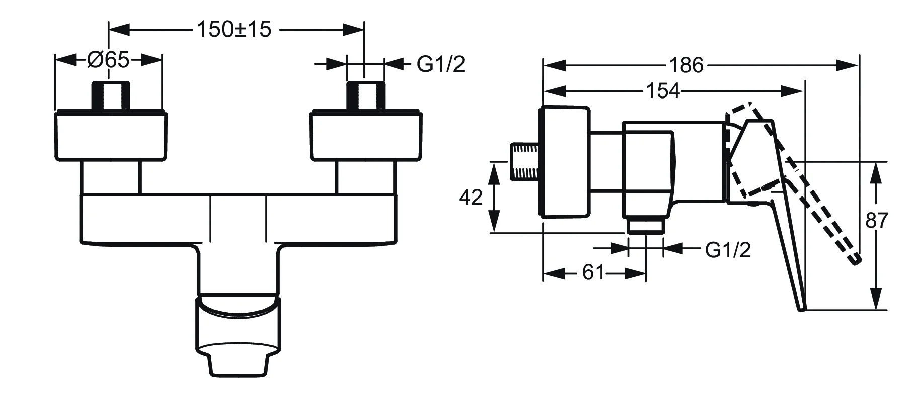 HansaTWIST Einhebelmischer Brausebatterie DN15 Chrom