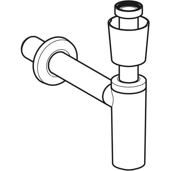 Tauchrohrgeruchsverschluss für Waschbecken, mit Ventilrosette, Abgang horizontal: d=40mm, G=1 1/4″, weiß-alpin