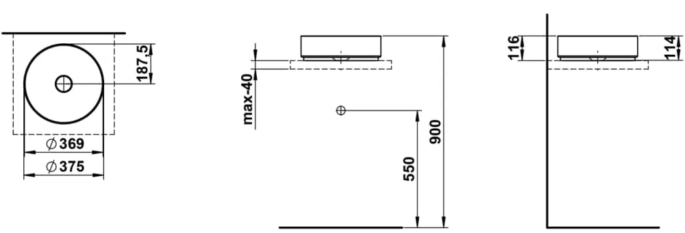 Laufen Waschtisch-Schale UNISONO 375 x 116 mm in Schwarz/Weiß Laufen Waschtisch-Schale UNISONO 375 x 116 mm in Schwarz/Weiß