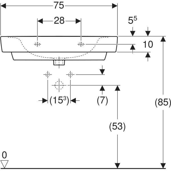 Wandwaschtisch „Renova Plan“, rechteckig 75 × 48 cm in weiß alpin Wandwaschtisch „Renova Plan“, rechteckig 75 × 48 cm in weiß alpin