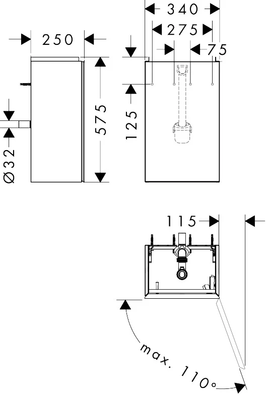 Hansgrohe Waschtischunterschrank Xevolos E Sandbeige Matt, 340/245 mm, Türanschlag rechts