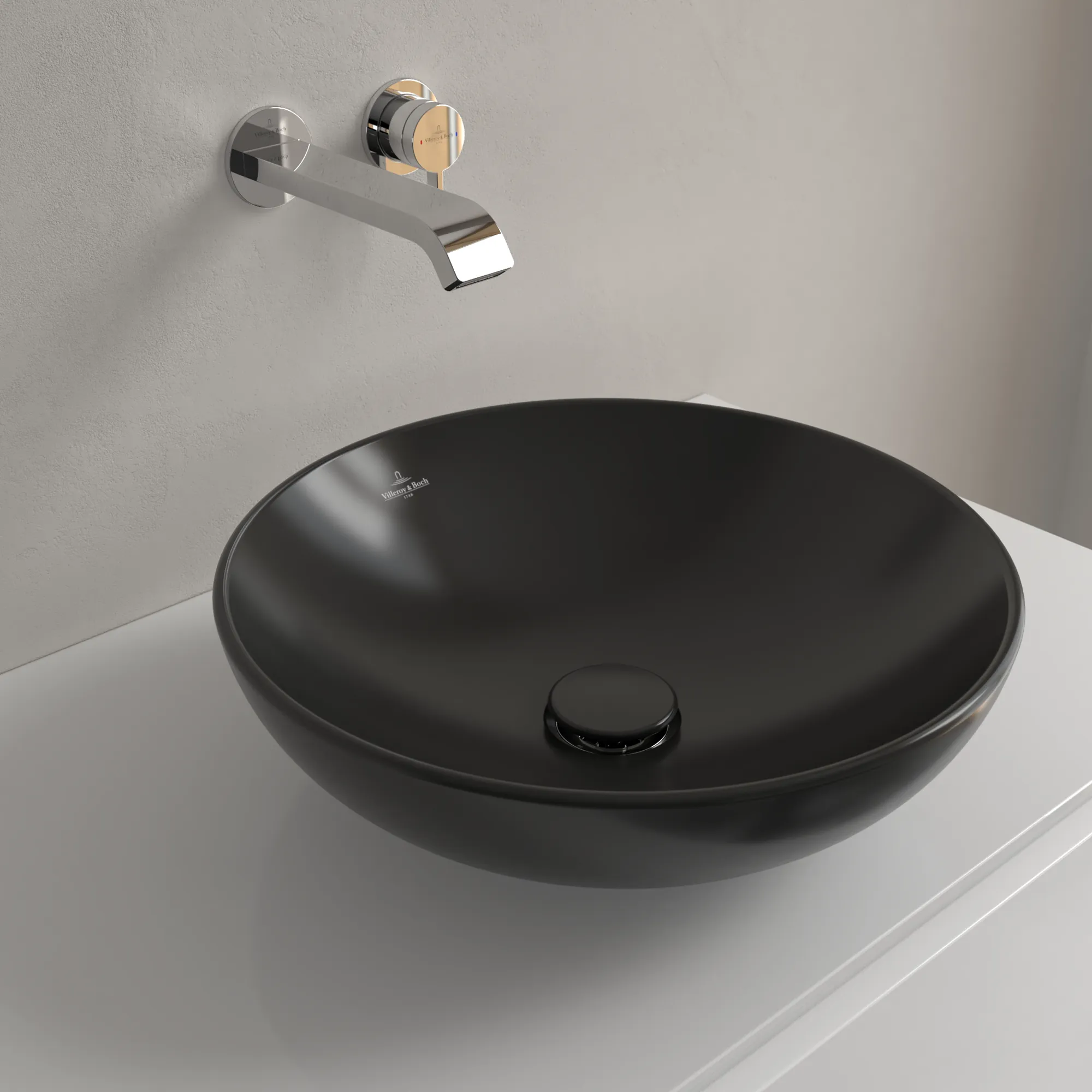 Villeroy & Boch Aufsatzwaschbecken Loop & Friends Pure Black CeramicPlus, 420x420x150 mm, Höhe 120 mm, TitanCeram, matt, ohne Überlauf Villeroy & Boch Aufsatzwaschbecken Loop & Friends Pure Black CeramicPlus, 420x420x150 mm, Höhe 120 mm, TitanCeram, matt, ohne Überlauf