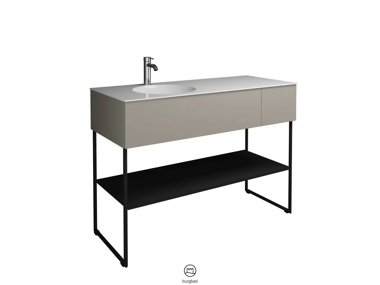 burgbad Coco Mineralguss-Waschtisch inkl. Waschtischunterschrank, Schwarz Seidenglanz burgbad Coco Mineralguss-Waschtisch inkl. Waschtischunterschrank, Schwarz Seidenglanz